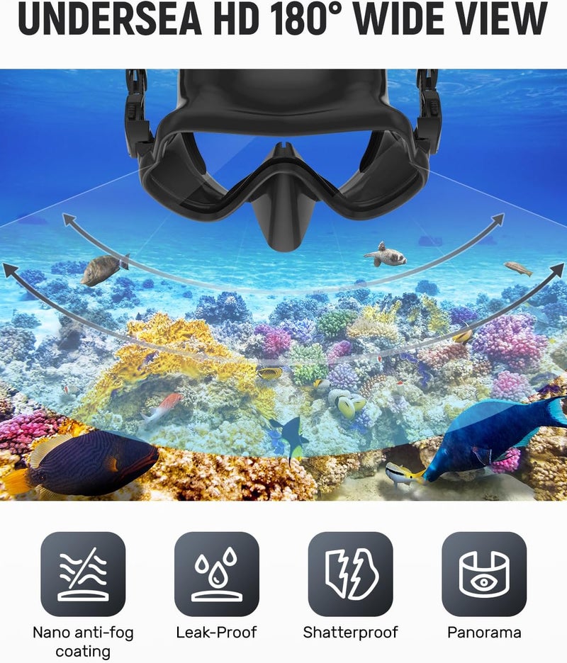 W WSTOO WSTOO Frameless Swim Goggles with Nose Cover for Adults, Panoramic Anti-Glare & Anti-Fog Tempered Glass Lenses, and Perfect Seal Food-Grade Silicone Skirt, Suitable for Snorkelling and Diving - Image 5
